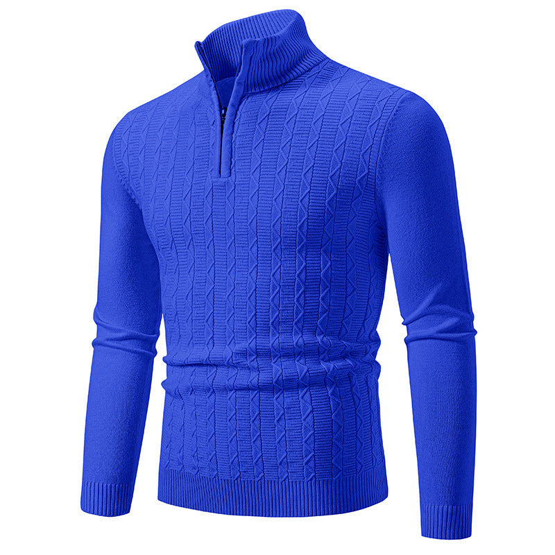 Men's fashionable knitted sweater with stand-up collar and zipper Lisslune