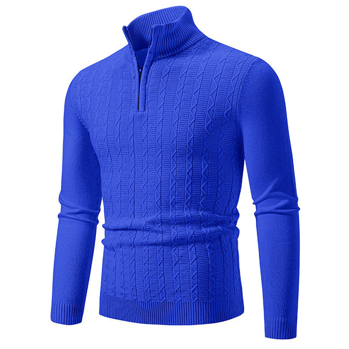 Men's fashionable knitted sweater with stand-up collar and zipper Lisslune