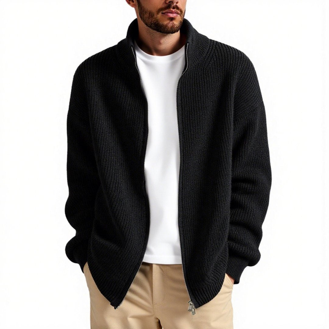 Men's cardigan with high collar and practical zipper Lisslune