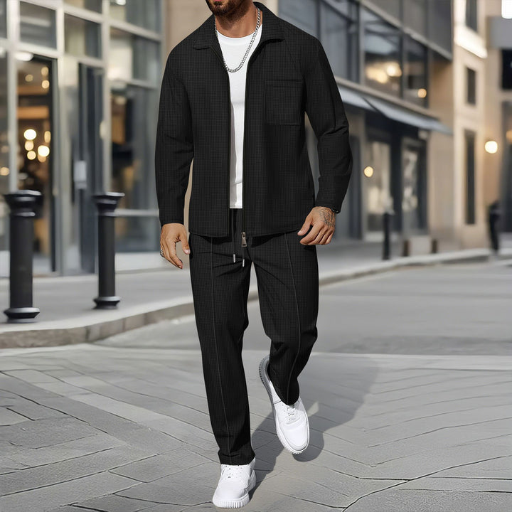 Men's sporty leisure set with zipper and practical pockets Lisslune
