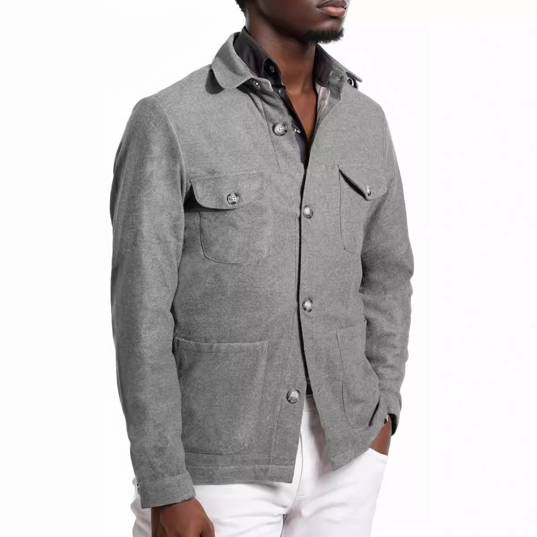 Men's timeless utility jacket with practical pockets and stand-up collar Lisslune