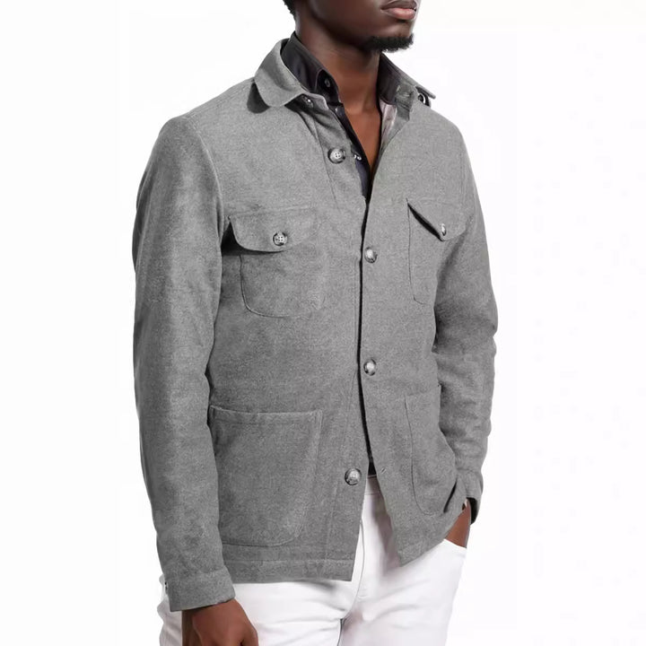 Men's timeless utility jacket with practical pockets and stand-up collar Lisslune