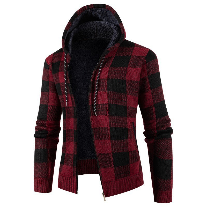 Men's comfortable hoodie with checked design Lisslune
