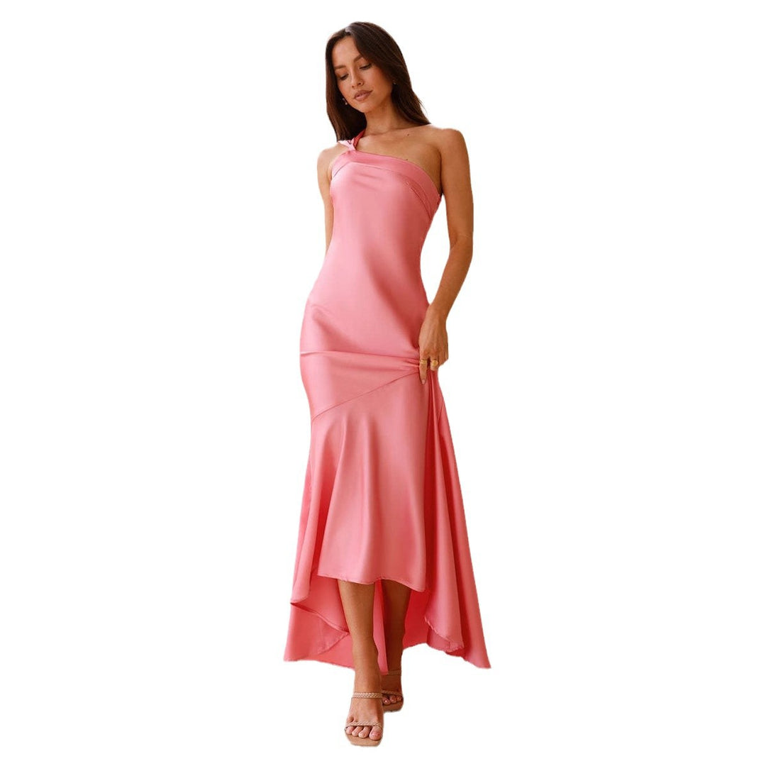 Women's Elegant Asymmetrical Maxi Dress with Off-the-Shoulder Design and Flowing Cut Lisslune