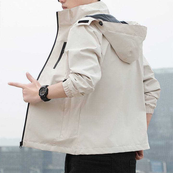 Men's Waterproof Functional Jacket with Adjustable Hood and Breathable Properties Lisslune