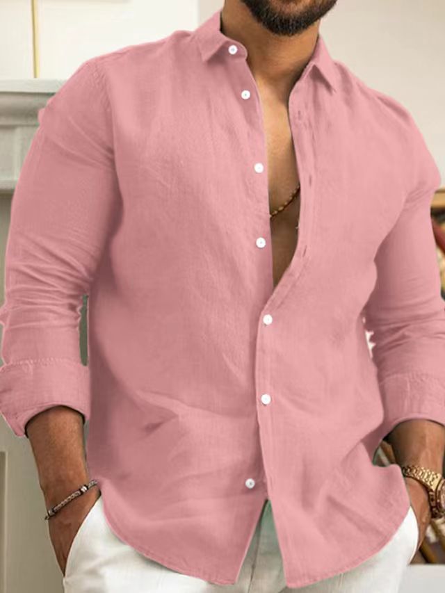 Men's Elegant Linen Shirt with Fashionable Collar Lisslune