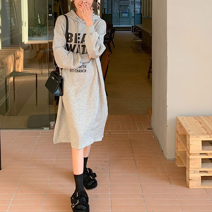 Women's hoodie dress with a casual cut and fashionable graphic design Lisslune
