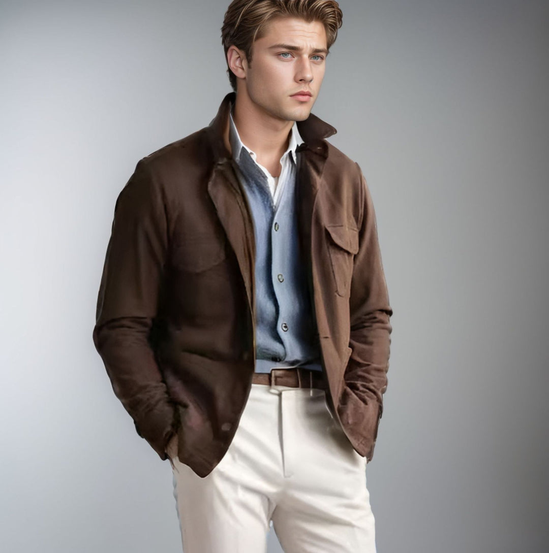 Men's timeless utility jacket with practical pockets and stand-up collar Lisslune