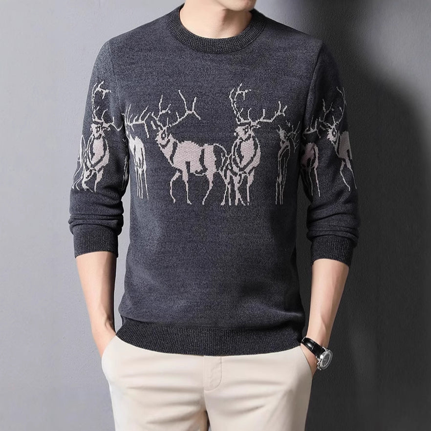 Men's knitted sweater with detailed reindeer motif Lisslune
