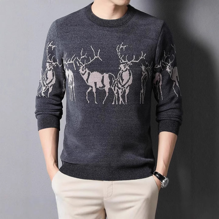 Men's knitted sweater with detailed reindeer motif Lisslune
