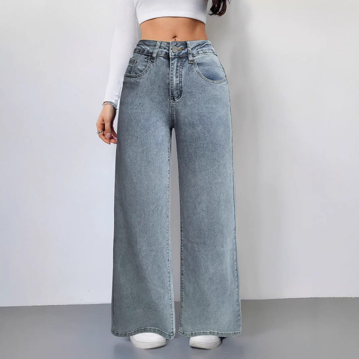 Ladies wide-cut vintage-style jeans with high waistband and casual look Lisslune