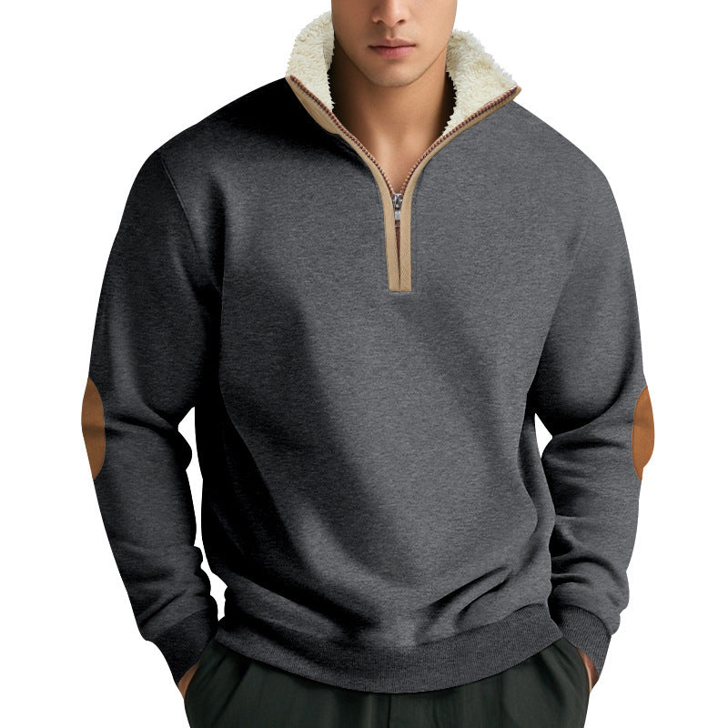Men's fleece pullover with stand-up collar and contrast details Lisslune