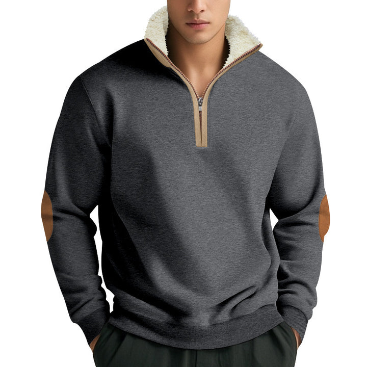 Men's fleece pullover with stand-up collar and contrast details Lisslune
