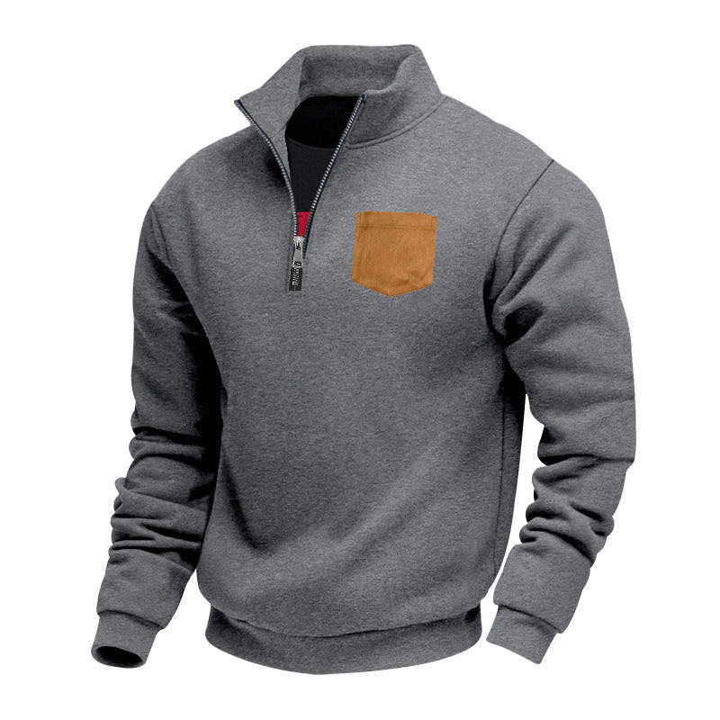 Men's fleece pullover with contrasting zipper and practical chest pocket Lisslune
