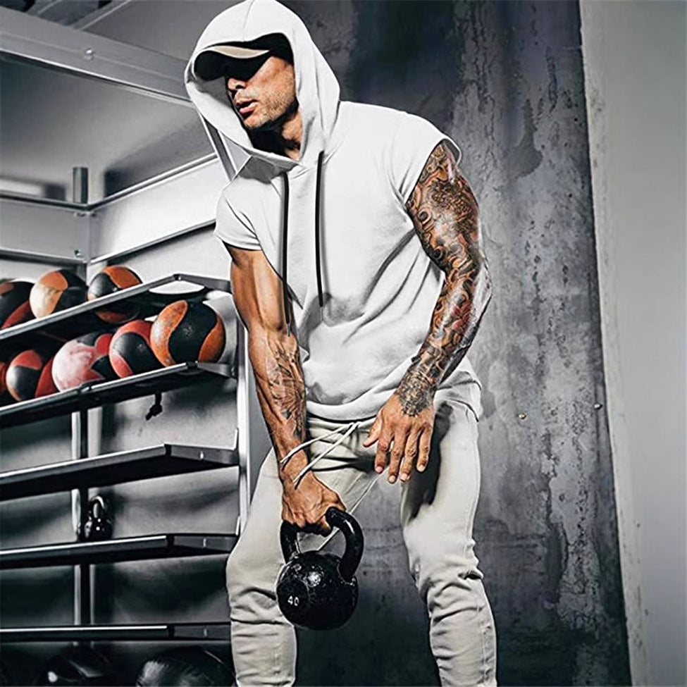 Men's Sporty Muscle Shirt with Hood Lisslune