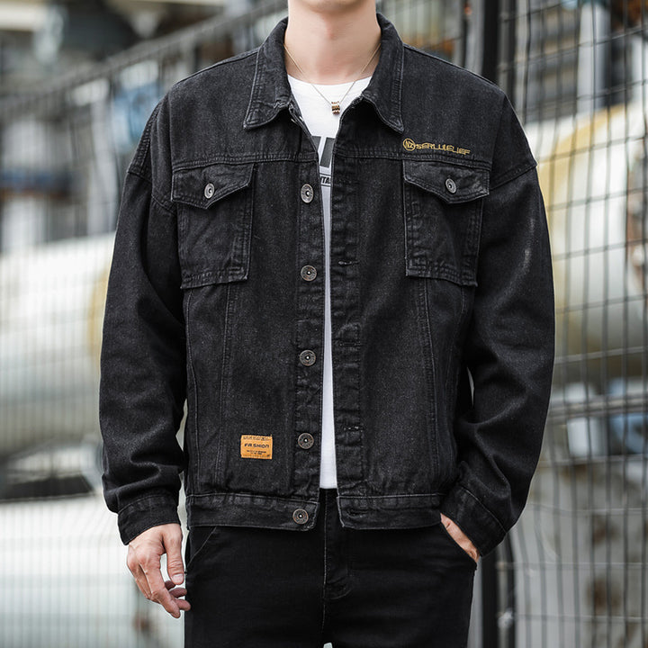 Men's denim jacket in a casual style with functional flap pockets and sturdy design Lisslune