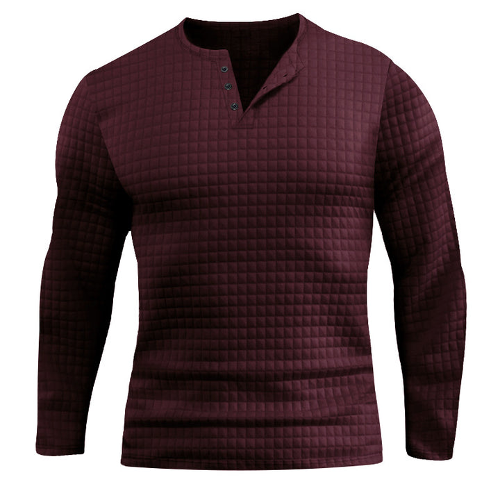 Men's Long Sleeve Shirt with Textured Design and Fashionable Button Closure Lisslune