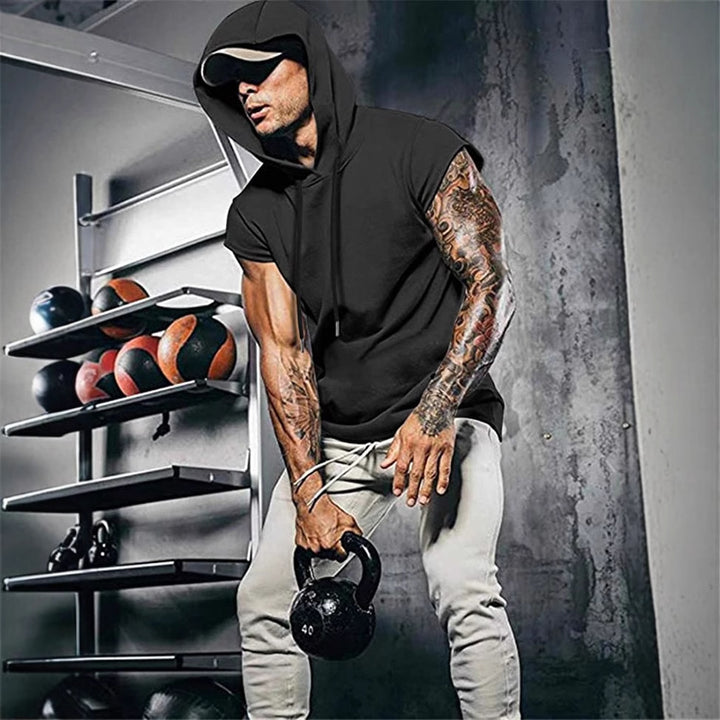 Men's Sporty Muscle Shirt with Hood Lisslune