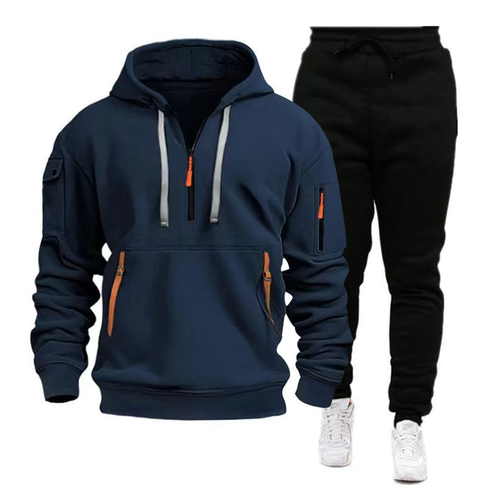 Men's sporty hoodie and jogger suit with functional zip pockets Lisslune