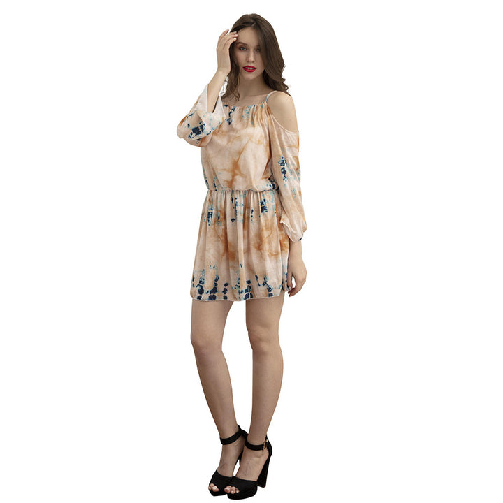 Women's casual dress with off-shoulder design and elegant A-line cut