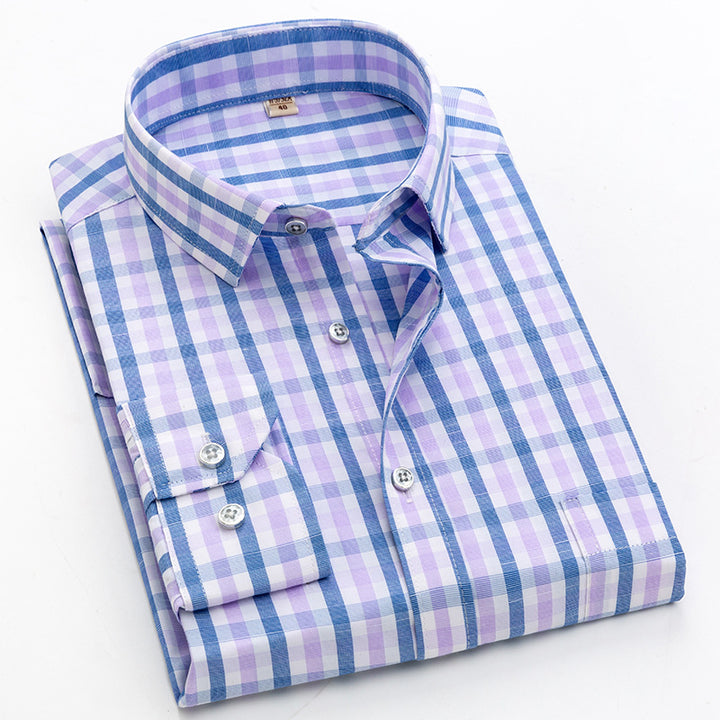 Men's Checked Shirt with Classic Cut and Modern Accents Lisslune