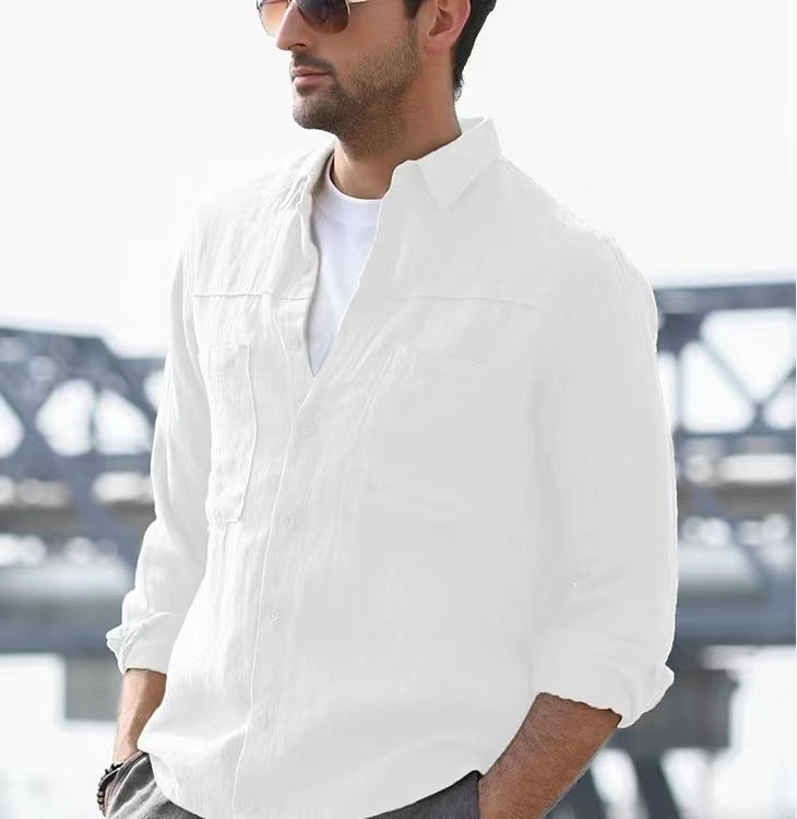 Men's Lightweight Cotton Shirt with Practical Pockets Lisslune