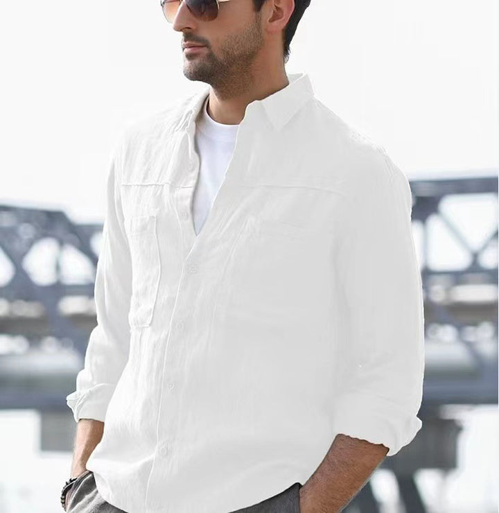Men's Lightweight Cotton Shirt with Practical Pockets Lisslune