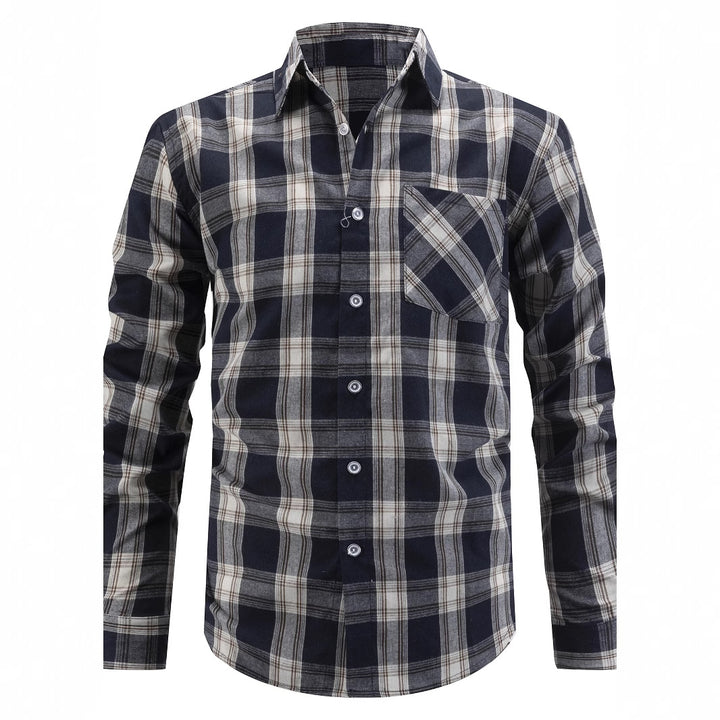 Men's comfortable long-sleeve shirt with check pattern Lisslune