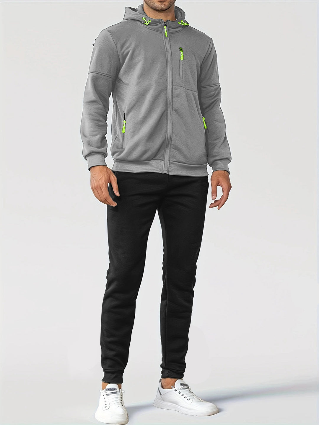 Men's Sporty Sweat Jacket and Jogging Pants Set with Functional Pockets Lisslune
