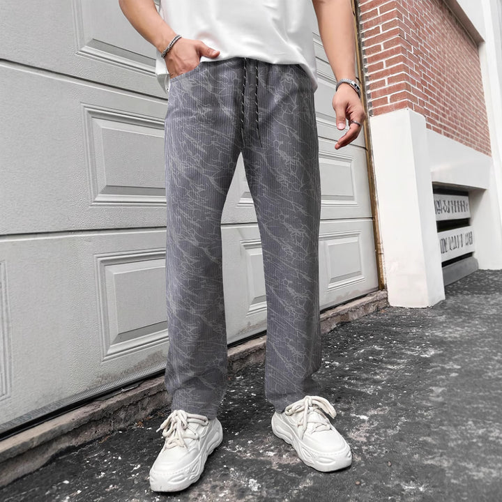 Men's casual leisure pants with elastic waistband and fashionable pattern Lisslune