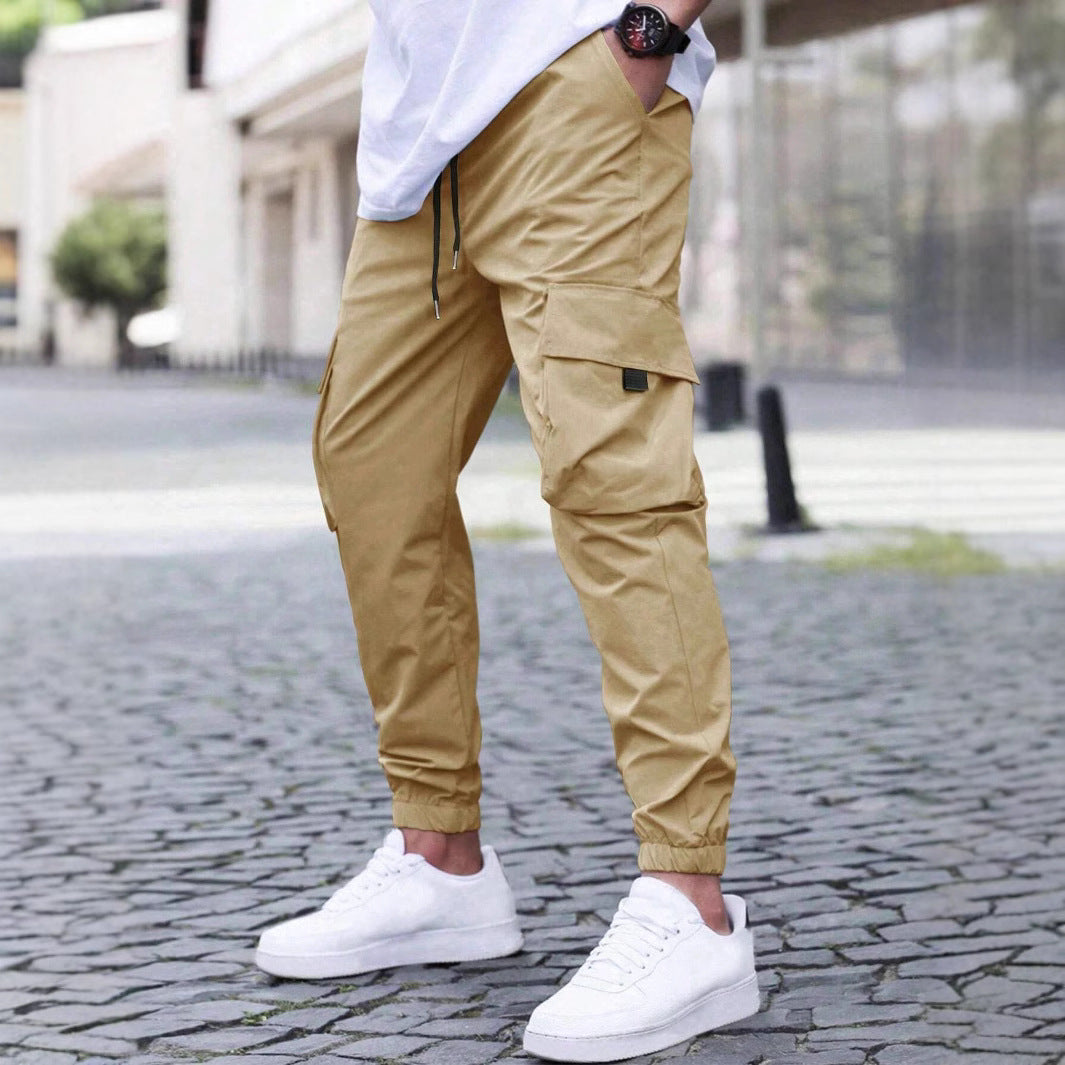Men's practical cargo jogging pants with elastic waistband and several side pockets Lisslune