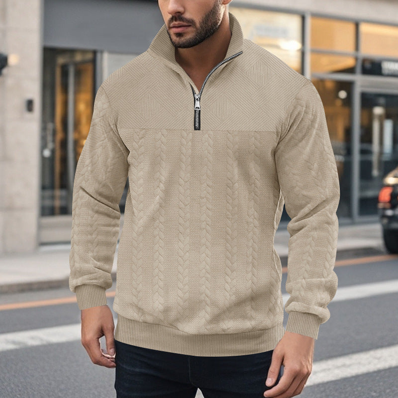 Men's knitted pullover with zipper and modern cable design Lisslune