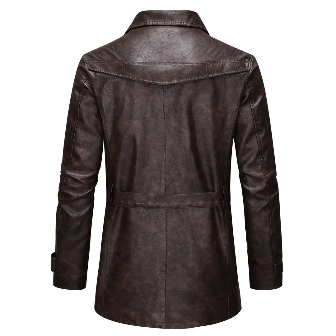 Men's Synthetic Leather Trench Coat Lisslune