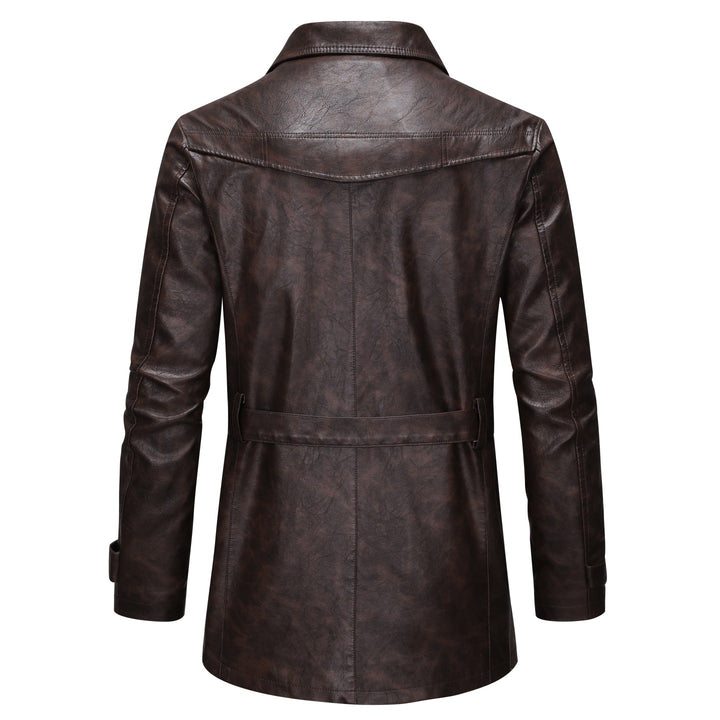 Men's Synthetic Leather Trench Coat Lisslune
