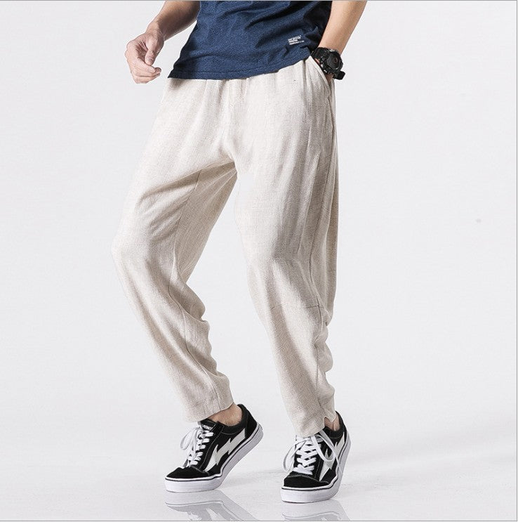 Men's casual harem pants made of breathable linen material Lisslune