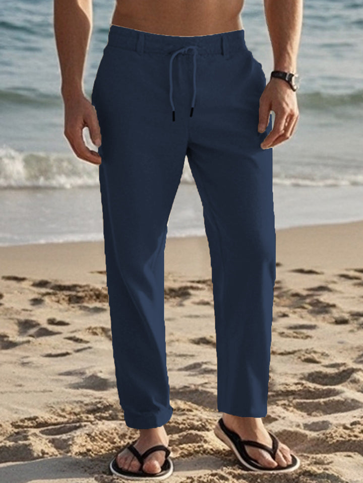 Men's Casual Beach Pants with Elastic Waist and Practical Side Pockets Lisslune