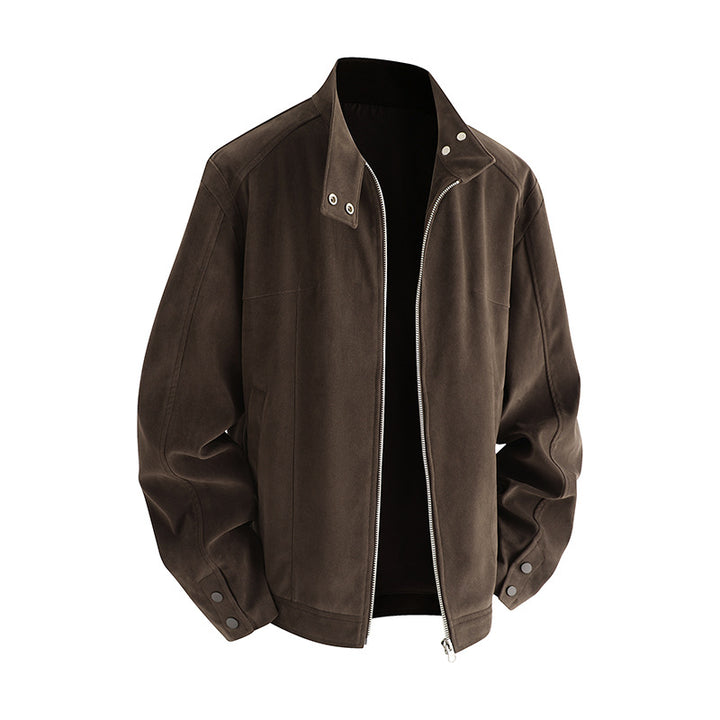 Men's leisure jacket made of soft synthetic leather with practical collar and zipper Lisslune