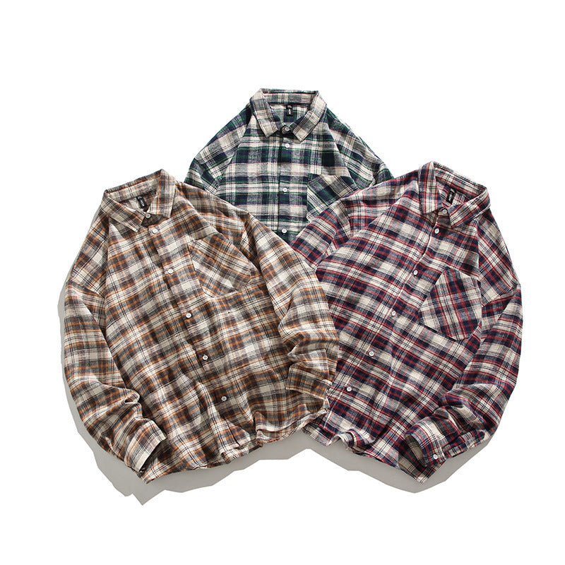 Men's comfortable flannel shirt with modern check pattern and chest pocket Lisslune