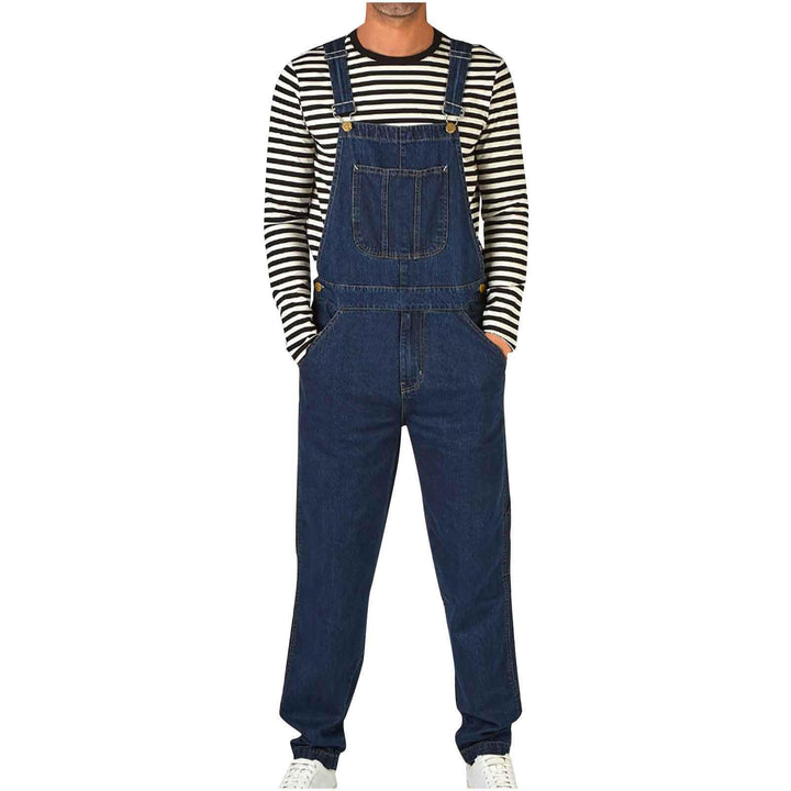 Herren Denim-Latzhose mit verstellbaren Trägern und praktischen Taschen Lisslune