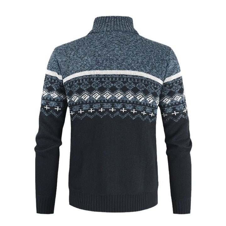 Men's cardigan with geometric patterns and high collar Lisslune