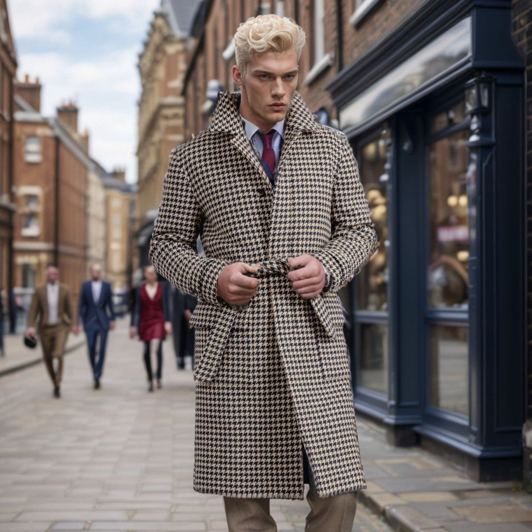 Men's elegant checked coat with practical pockets and modern cut Lisslune