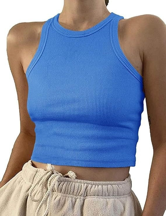 Women's sporty crop top with elastic rib design Lisslune