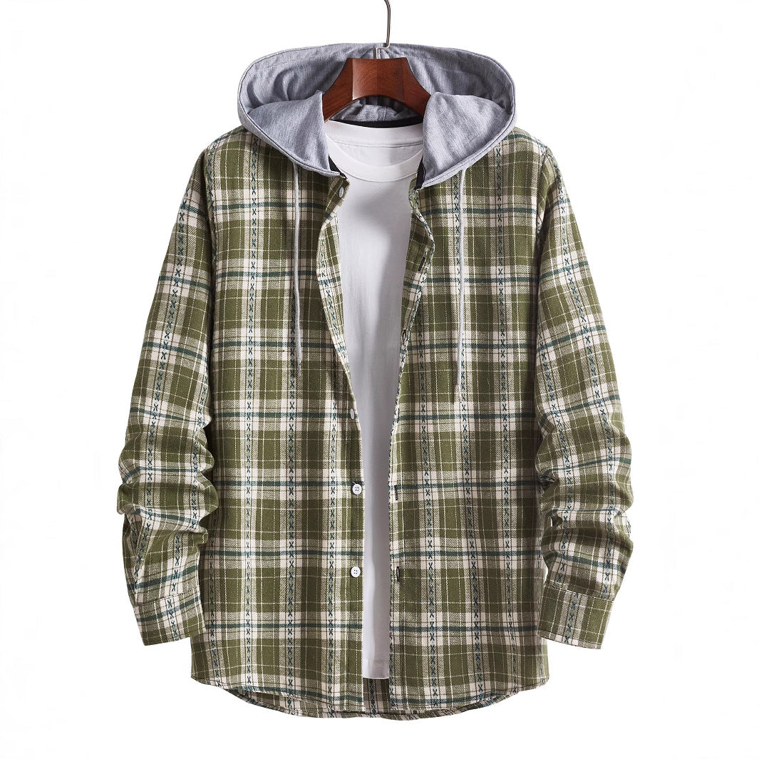 Men's flannel shirts with integrated hood Lisslune