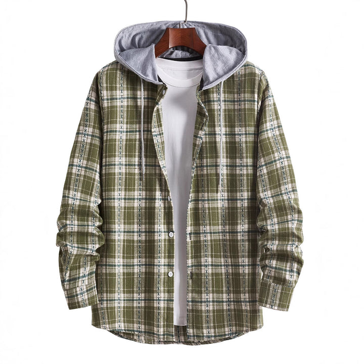 Men's flannel shirts with integrated hood Lisslune