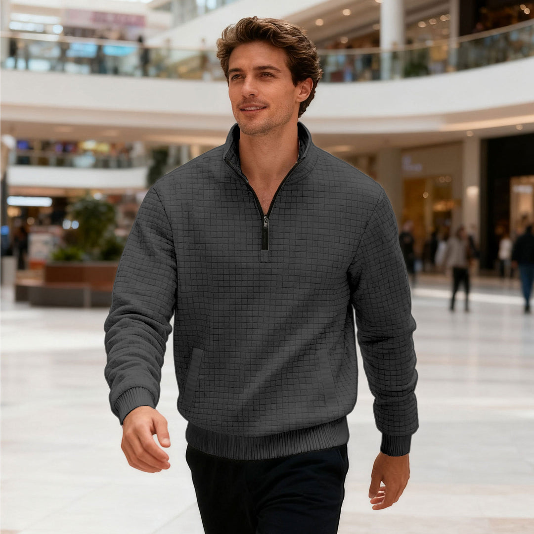 Men's sporty sweater with half-high closed collar Lisslune