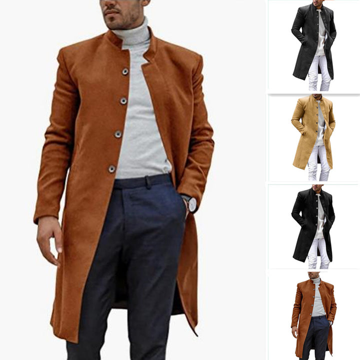 Men's elegant long coat with a slim fit and high collar Lisslune