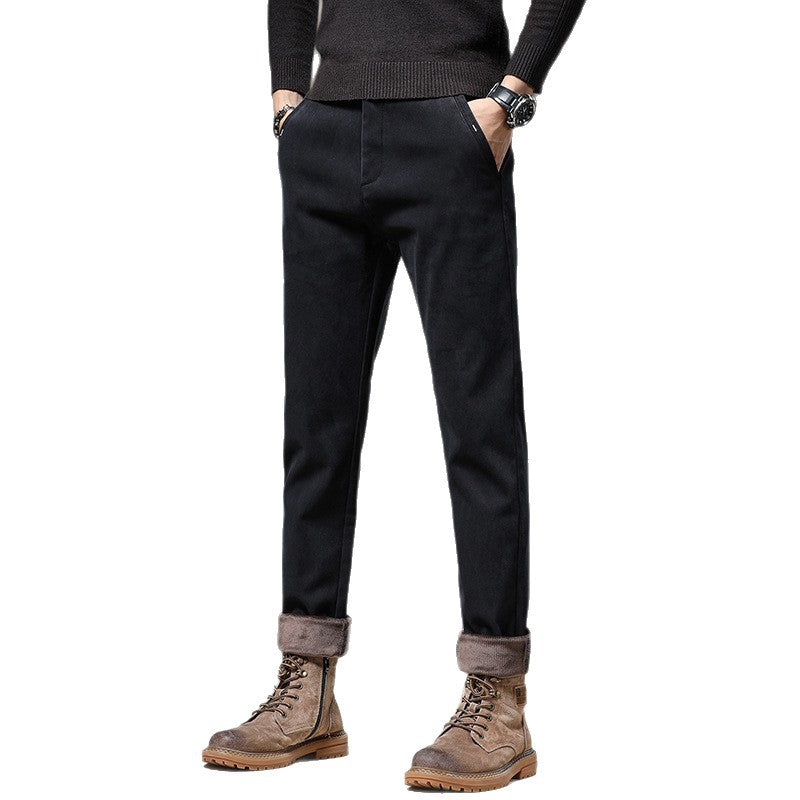 Men's Casual Chino Pants with Roll-Up Waistband and Elastic Material Lisslune