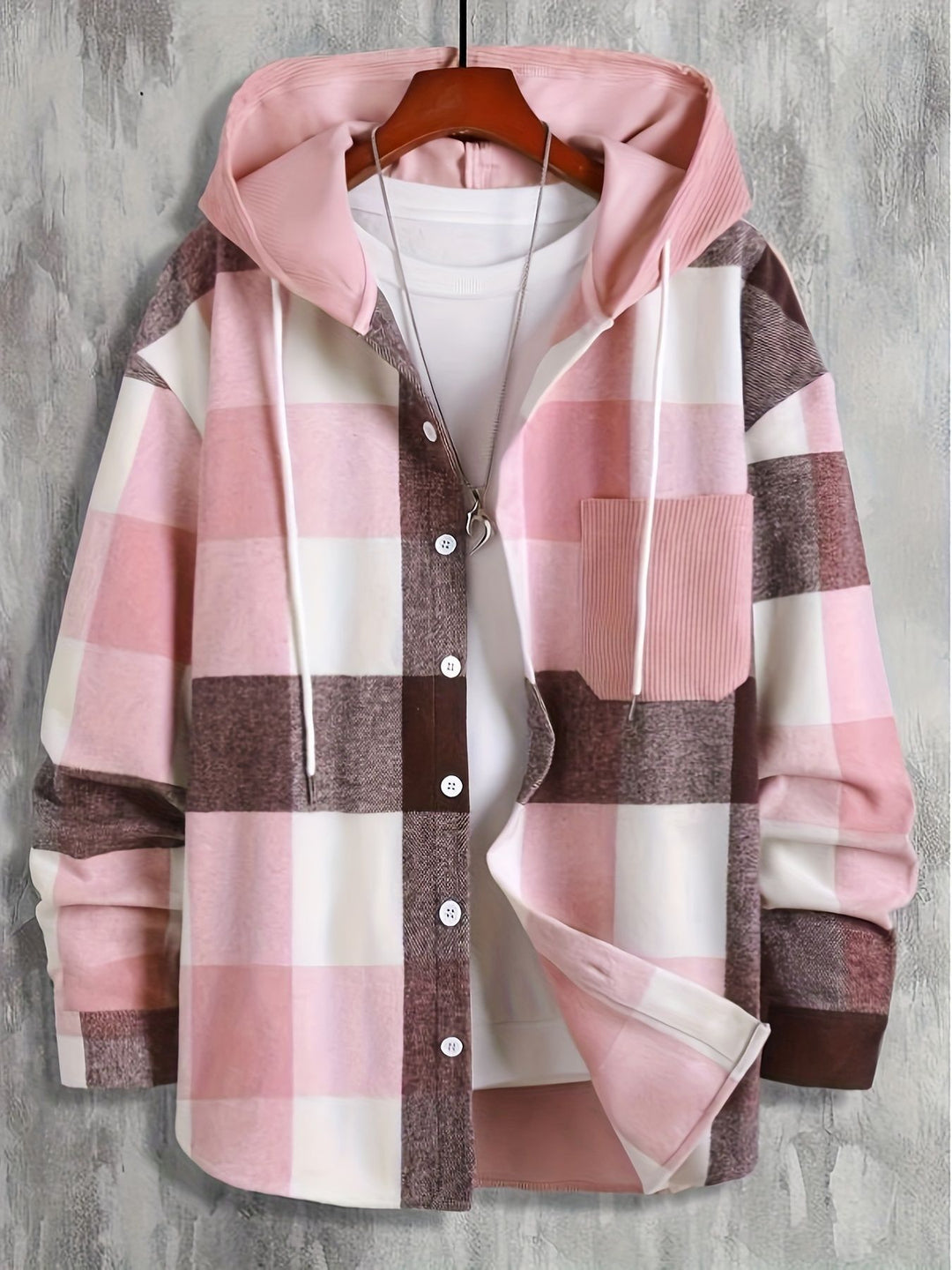 Men's flannel shirt with hood and check pattern Lisslune