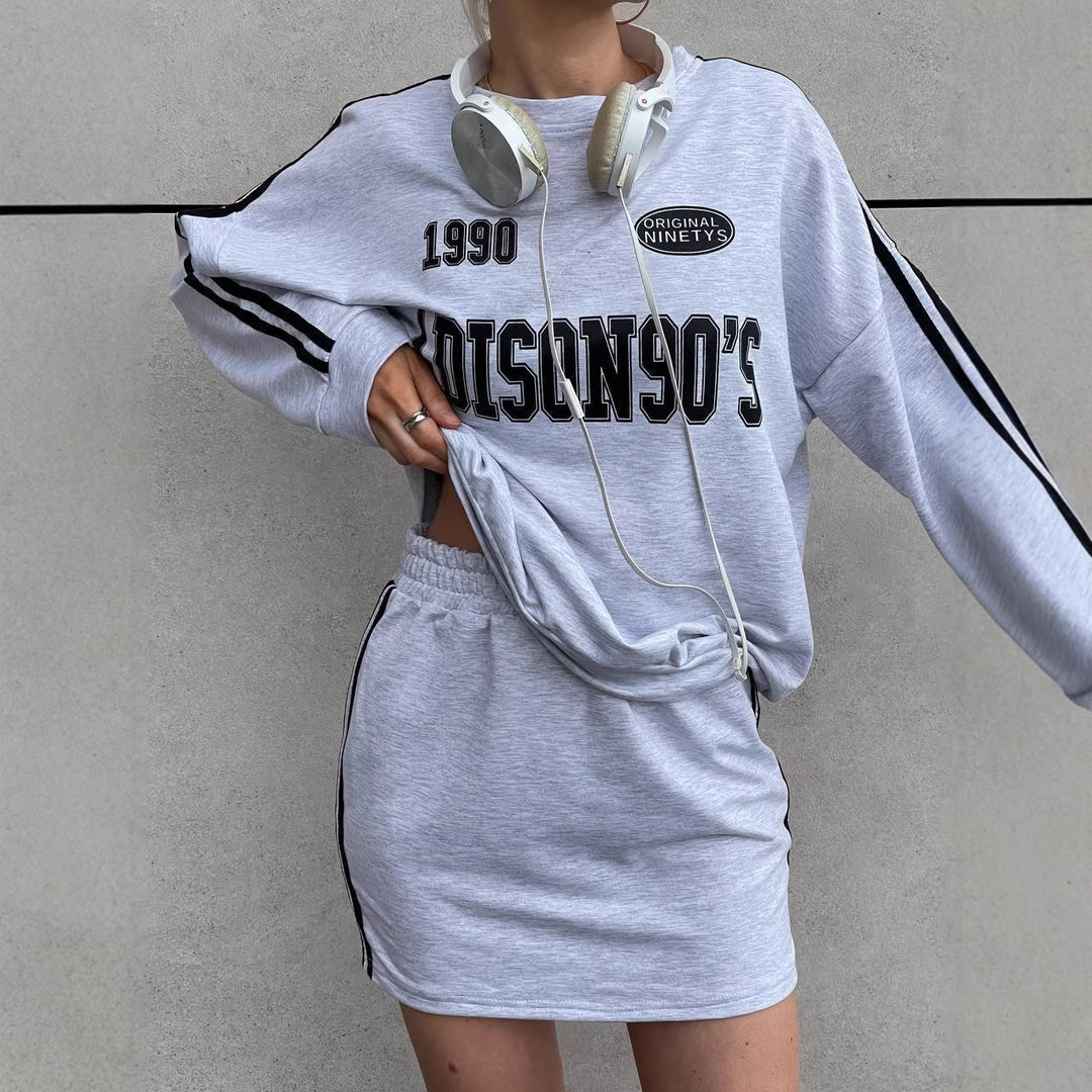 Ladies sporty sweatshirt dress with loose fit and elastic waist Lisslune