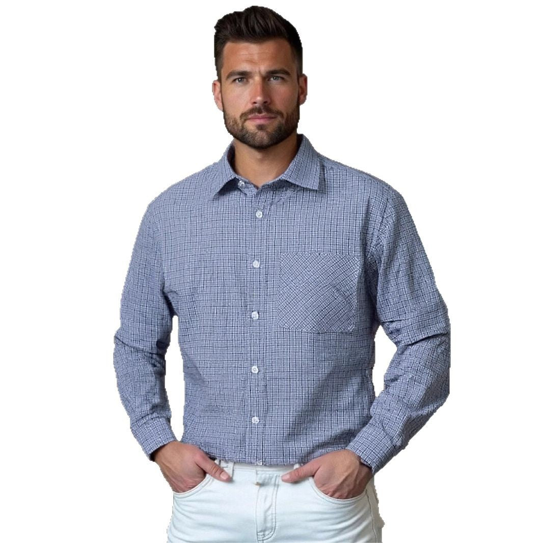 Men's fashionable checked shirt made of high-quality cotton Lisslune